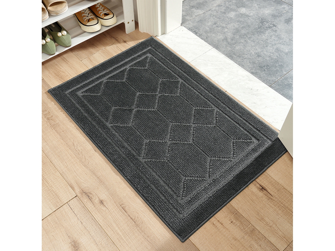 Capacho Antiderrapante Absorvente 50x80cm Lavável À Máquina Cinza Escuro Corredor/jardim/quintal Universal