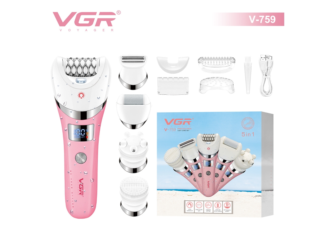 (rosa) Aparelho Elétrico 5 Em 1 Para Depilação Feminina, À Prova D'água, Conjunto De Barbeador Multifuncional Recarregável