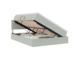 Cama com Armazenamento Cinzento Claro 140x200 cm Veludo MAISON EXCLUSIVE