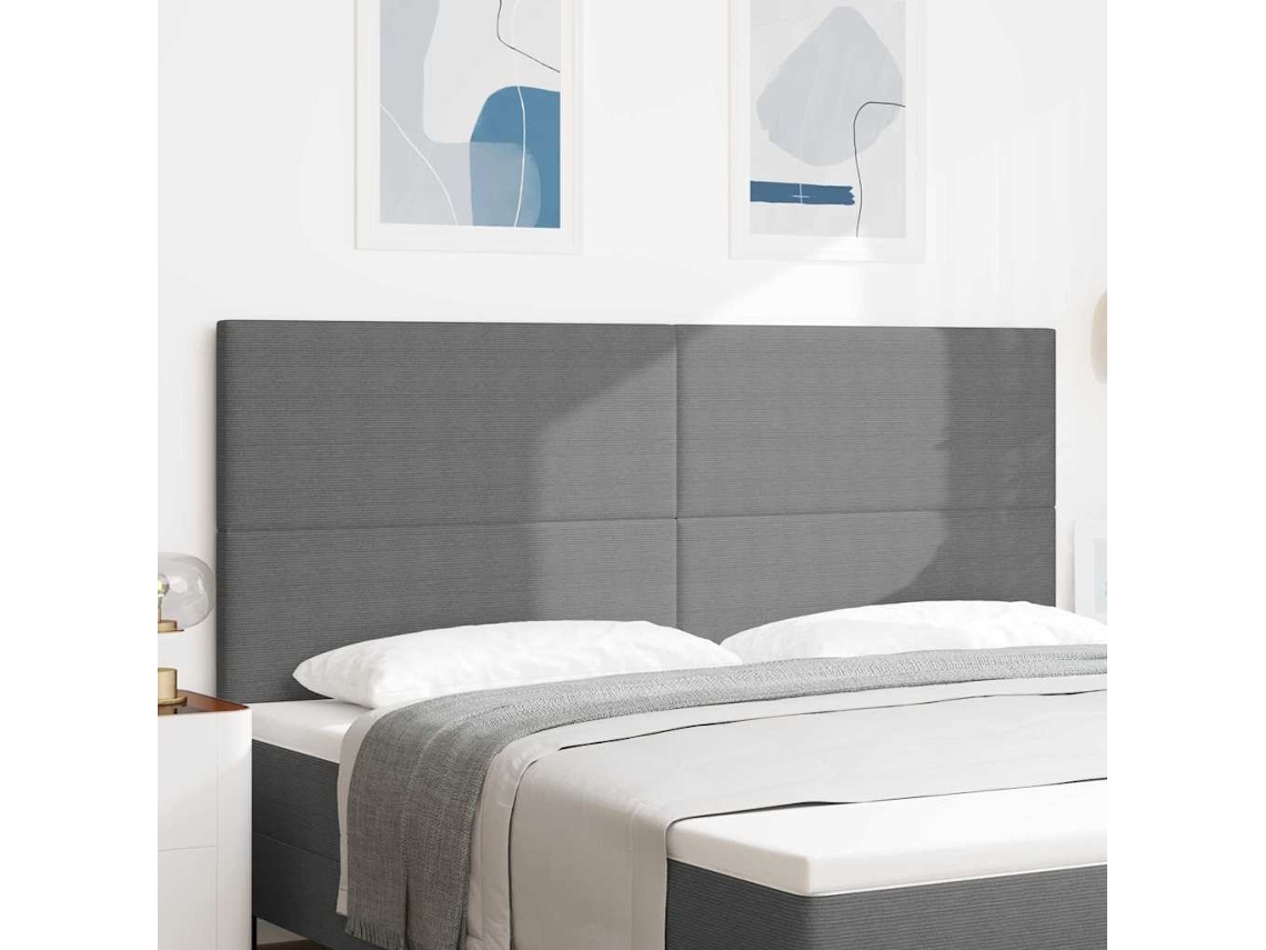 Vidaxl Cabeceira Led Cinzento-claro 200 Cm Tecido De Veludo Cotele