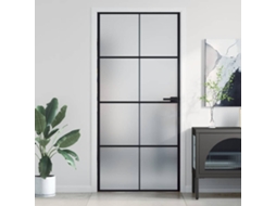 Vidaxl Porta Interior 93x201,5 Cm Vidro Temperado E Alumínio Preto