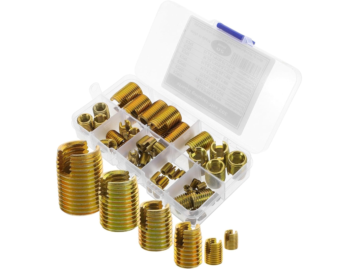 Kit De Reparo De Roscas De Aço Com 50 Peças De Insertos Roscados Autoperfurantes.