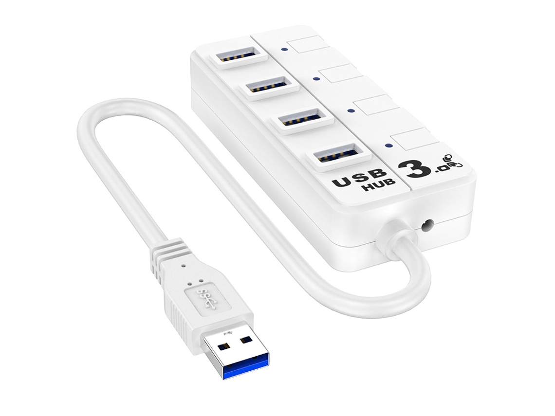 Estação De Ancoragem Bestvite Usb 3.0 Hub 4 Portas Luz Indicadora Para Pc Branco