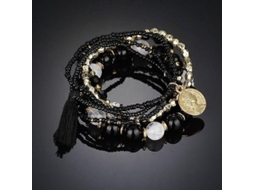 Pulseira Boho Multicamadas De Ágata, Turquesa E Cristal Com Contas Estilo Imperdível Nostalgia88