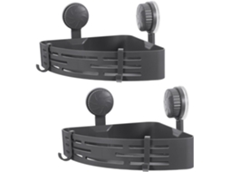 Conjunto De 2-prateleiras Triangulares Para Banheiro Com Ventosas Fixação Segura E Ganchos, Em Abs, Para Montagem Na