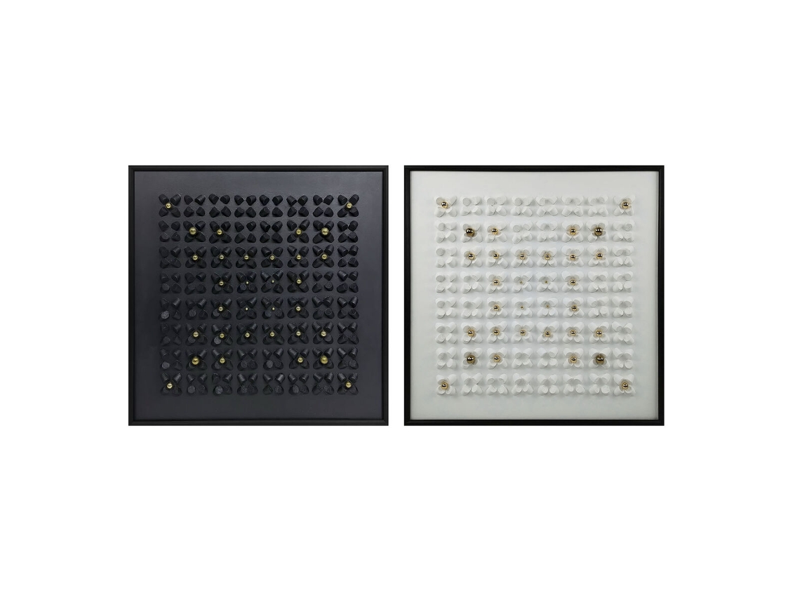 Pintura Home Esprit Branco Preto Abstrato Moderno 100 X 3,5 X 100 Cm (2 Unidades)