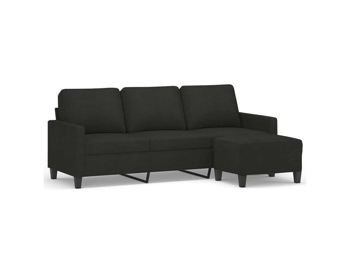 Maison Exclusive - Sofá De 3 Lugares Com Apoio De Pés 180 Cm Tecido Preto
