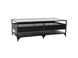 Mesa de Centro de Metal com Vidro Preto, 120x60x40cm ALEXANDRA HOUSE LIVING
