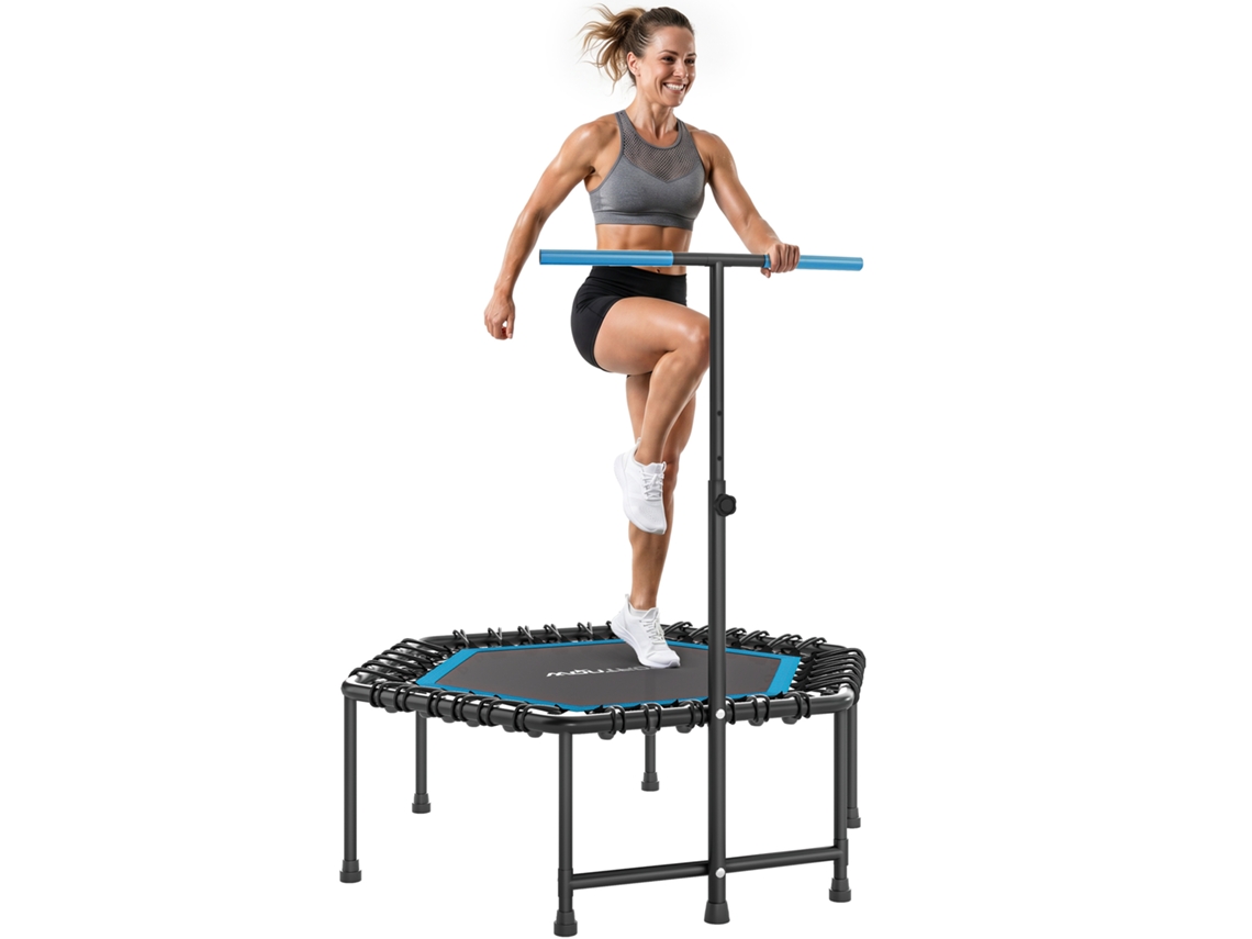 Trampoline Of Fitness 114 Cm. Cordes Élastiques. Poignée Adjustable 3 Positions. Trampoline D ' Exercice Silencieux. Blue