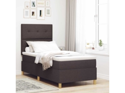 Vidaxl Cama Box Com Cabeceira Marrom Escuro 80 X 200 Cm Tecido