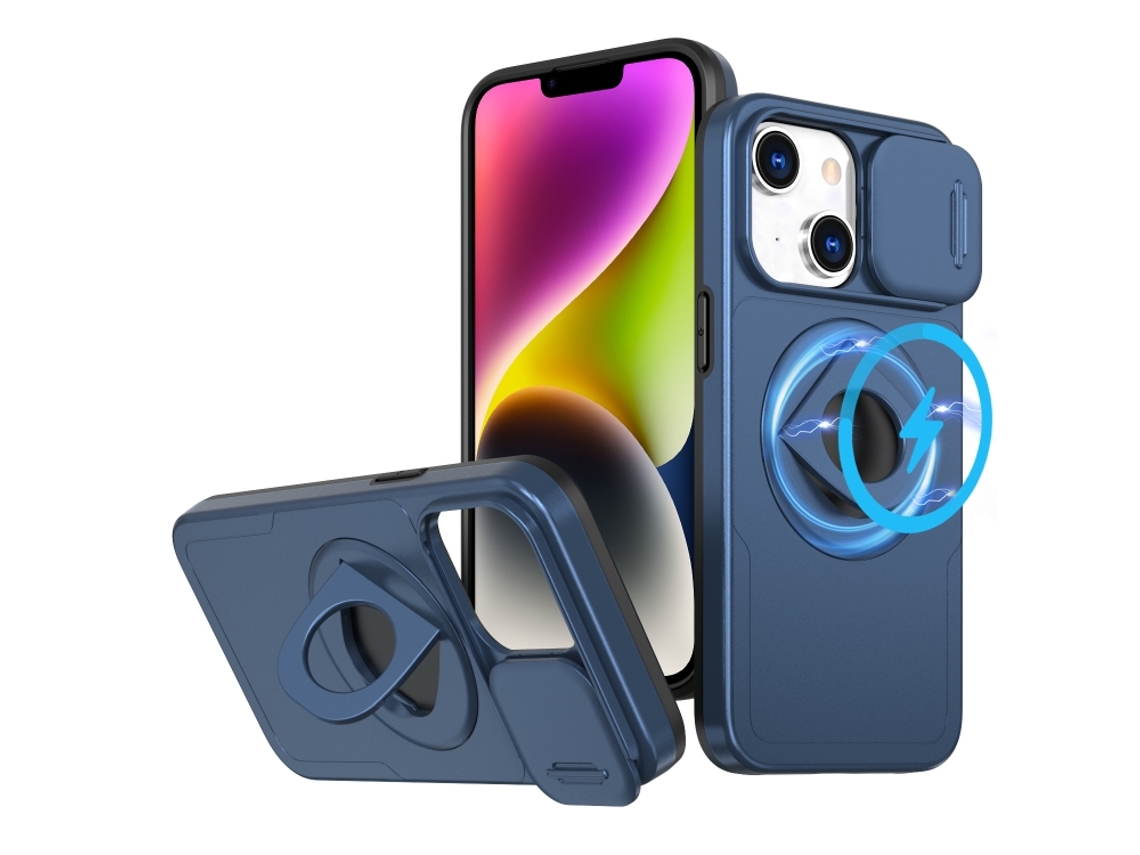 Capa Zruxe Compativel Com Iphone 14 (camshield - Magsafe - Ring Holder - Armor - Azul)