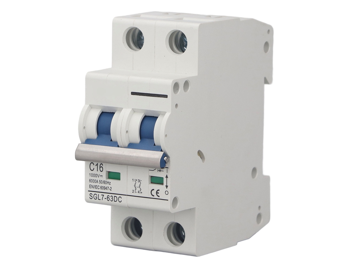 Disyuntor De Circuito Minature Dc Pv Pa66 Respuesta Rápida Extinción De Arco 2p 1000v 16a