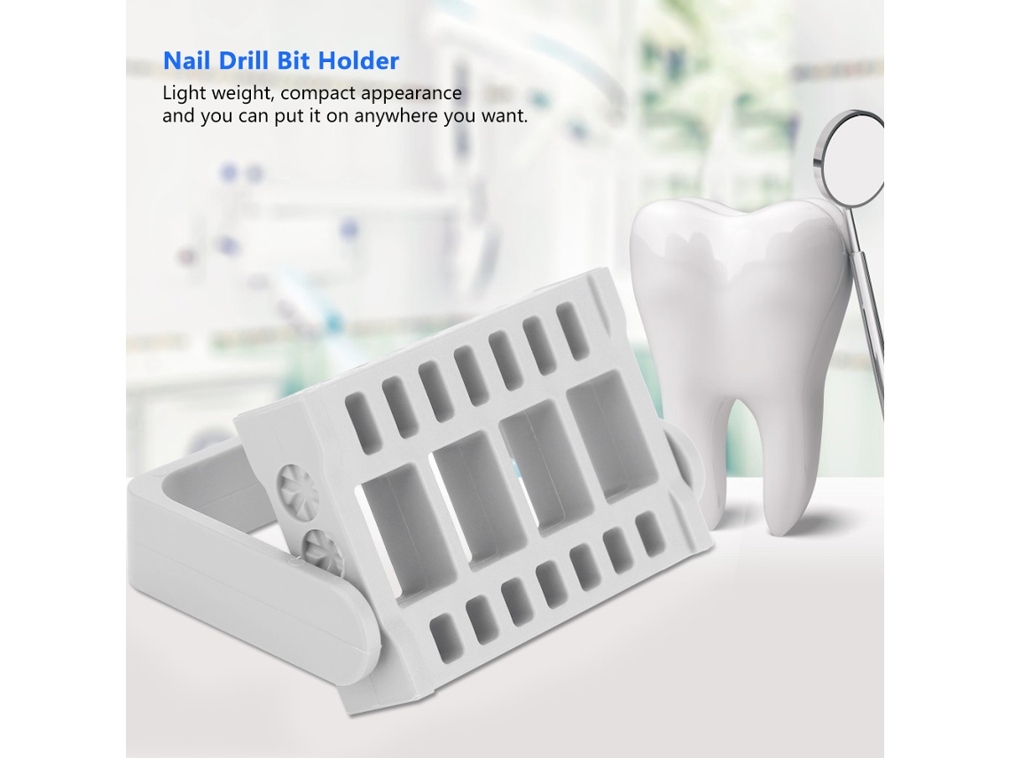 Soporte Para Brocas De Furadeira Dental E De Unhas, 16 Buracos, Leve, Para Manicure E Lojas, Cinza