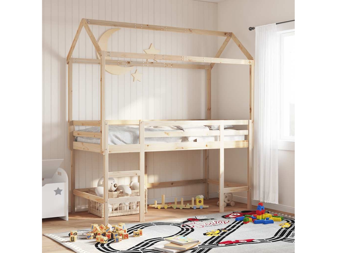 Vidaxl Telhado De Cama Infantil 207x95,5x159 Cm Madeira Pinho Maciça