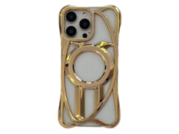 Capa Tkdaddy Para Iphone 16 Pro Compatível Com Magsafe, Sem Moldura, Galvanizada, Com Design Vazado, Em Tpu, Dourada
