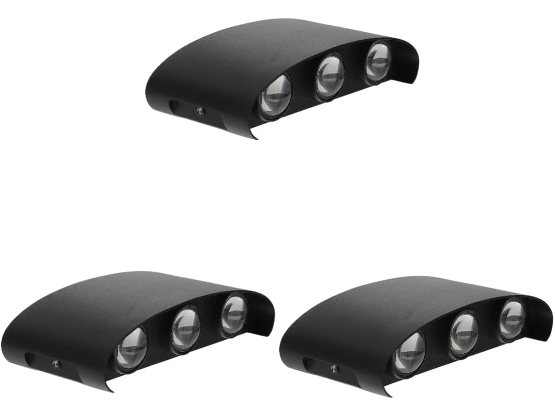 Luminária De Parede Led Preta Curvada Em Alumínio, Composta Por 3 Peças, Para Iluminação Decorativa De Paredes Internas E Externas.