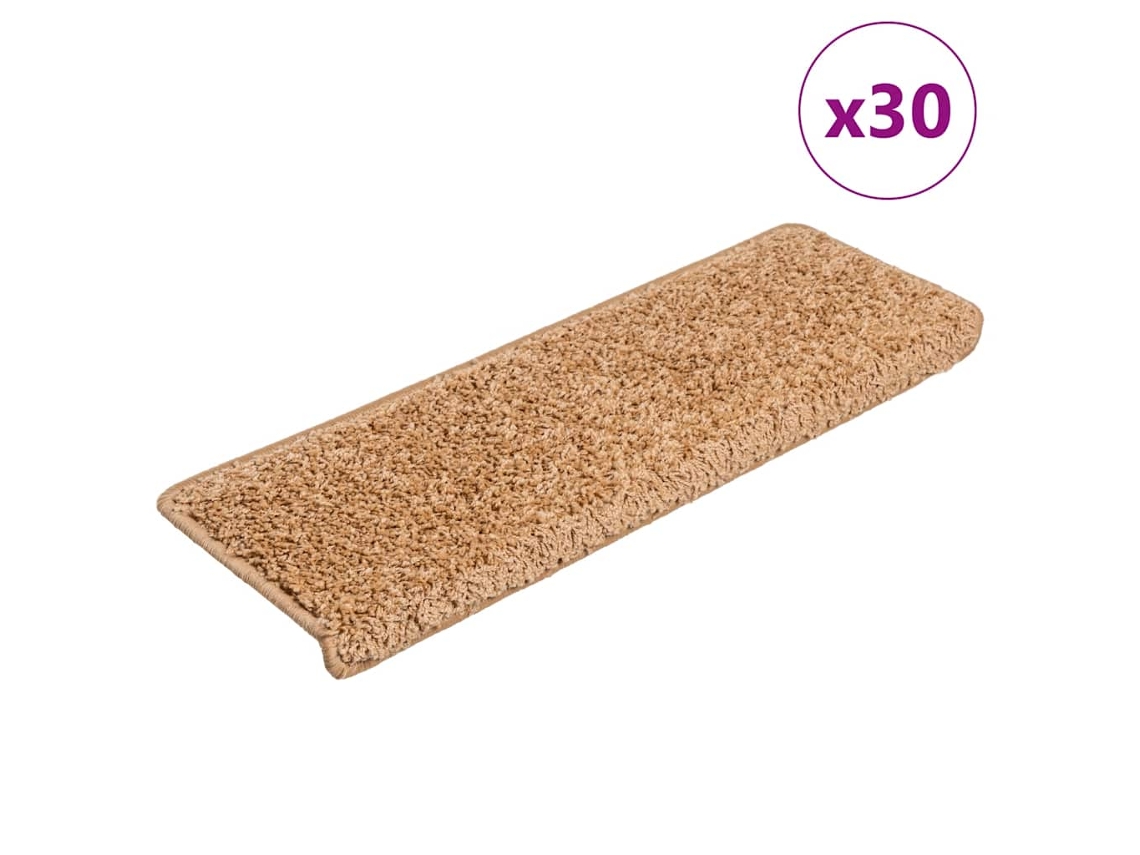Vidaxl Tapetes De Escada 30 Peças 65x21x4 Cm Bege Com Borda Retangular