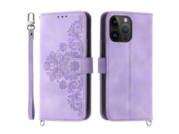 Capa Pega Para Iphone 15 Pro Max Pele Sintética Roxo