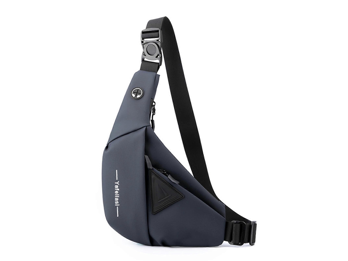 Bolsa Transversal Masculina De Grande Capacidade, Impermeável, Para Viagens, Com Orifício Para Fone De Ouvido, Azul.