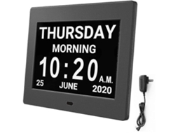 Relógio Do Dia Do Alarme Do Calendário Digital Com Tela Grande De 8'', Am Pm, 5 Alarme, Relógios De Demência Levaram Calendário De Mesa Eletrônico