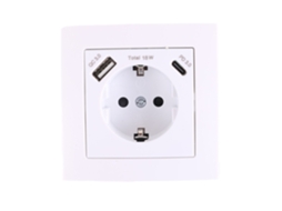 Tomada de Parede Aterrada com Usb, A/c Branca BRILVIBERA