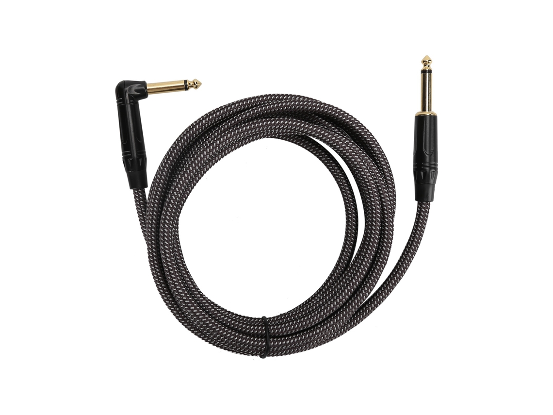 Cabo de guitarra elétrica OFC de 6,35 mm e 3 m com conector dourado para amplificadores | S/MARCA