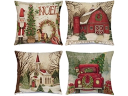 Decorações de Natal Capas de Almofada de Natal 18 X 18 Polegadas Conjunto de 4 Capa de Almofada Série Xmas Fronha Quadrada Personalizada com Zíper