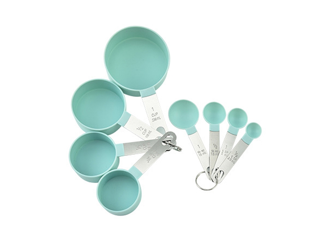 Conjunto de Copos e Colheres Medidores 8 Peças de Aço Inoxidável para Medir Ingredientes NEVEANCE