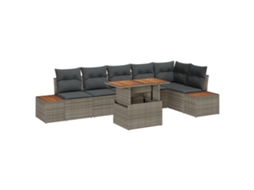 Conjunto 7 Móveis Para Exterior Vidaxl Cinzento Vime Pe (100 X 55 X 73 Cm)