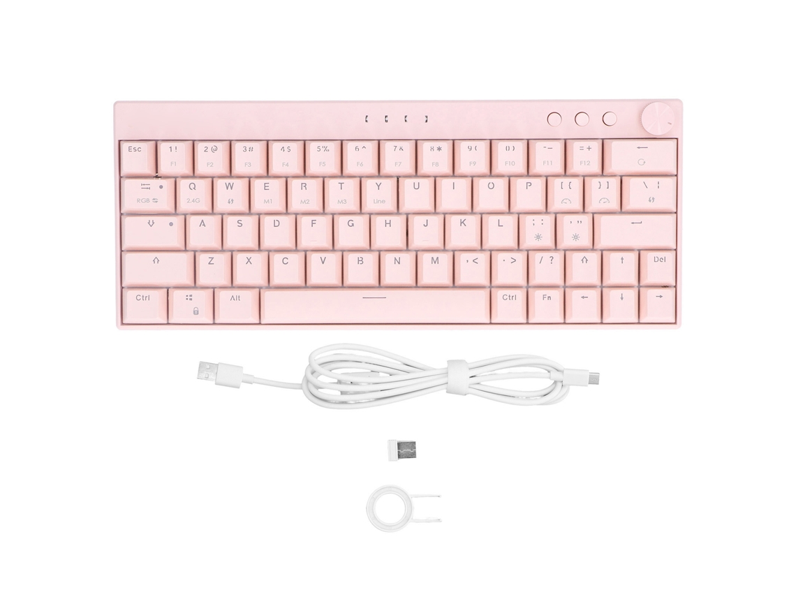 Aetheria teclado Mecânico Rosa 64 Teclas Rgb Sem Fio 3 Modos Layout Ergonômico Switch Vermelho