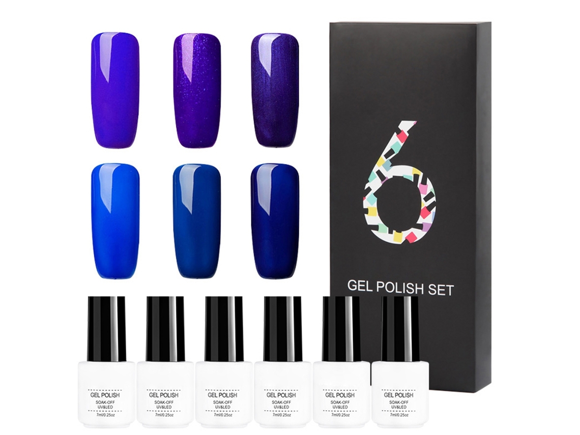 6pcs Esmalte De Unha Em Gel Glitter Brilhante Soak Off Longo Duradouro Uv Led 7ml (rctc6-01)