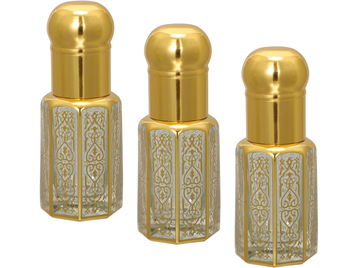 Frascos de vidro com aplicador roll-on e conta-gotas, pacote com 3 unidades, 6 ml