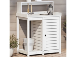 Vidaxl Mesa De Jardinagem Com Prateleiras Madeira Pinho Maciça Branco