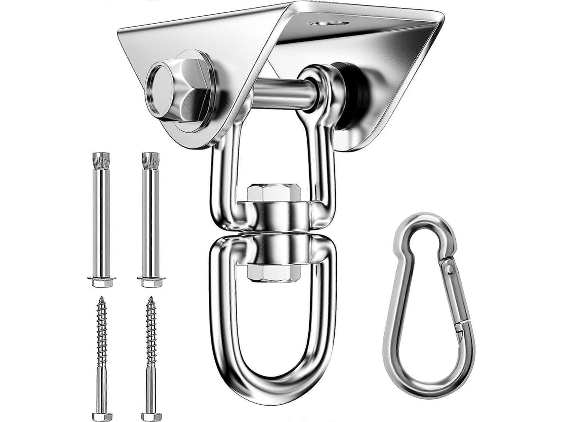 Gancho de teto reforçado em aço inoxidável, capacidade de 450 kg, com rotação de 360°, suspensão e parafusos para rede, balanço e ioga | S/BRAND