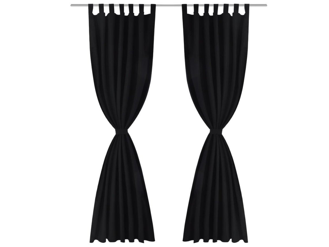 Maison Exclusive - Cortinas De Cetim Com Laços, 2 Pcs, Preto 140 X 245 Cm