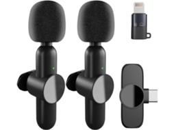 Microfone De Lapela Sem Fio, Bateria Com Duração 10 Horas Para Ios E Android, Portátil Aquaforge