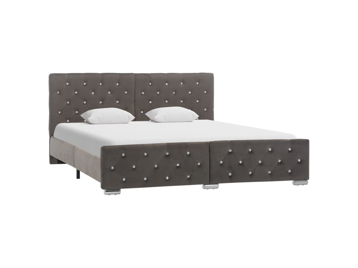 Vidaxl Estrutura De Cama 160x200 Cm Veludo Cinzento