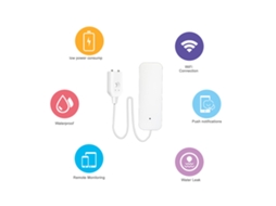 Sensor de Vazamento de Água Wifi Tuya Smart Life App Controle Remoto Alerta de Inundação Residencial