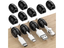 Conjunto De 16 Presilhas Pretas Para Cabos, Organizador De Cabos Com Silicone Autoadesivo