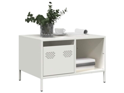 Vidaxl Mesa De Centro 68,5x50x43,5 Cm Aço Laminado A Frio Branco