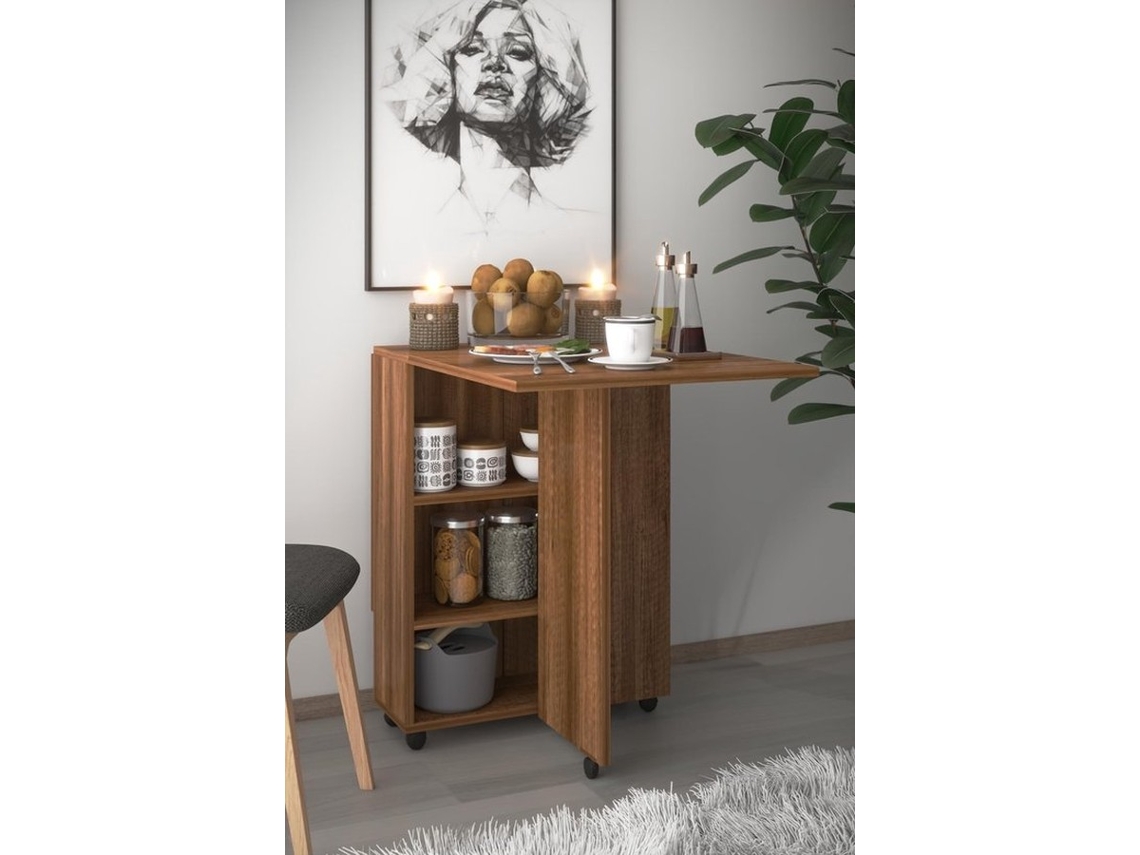 Escolha Sólida - Mesa Expanda - Mesa De Acomodar - Espaço De Espaço - Design Moderno - 140x60x75 Cm - Rodas Trancadas - Mesa De Acomodar