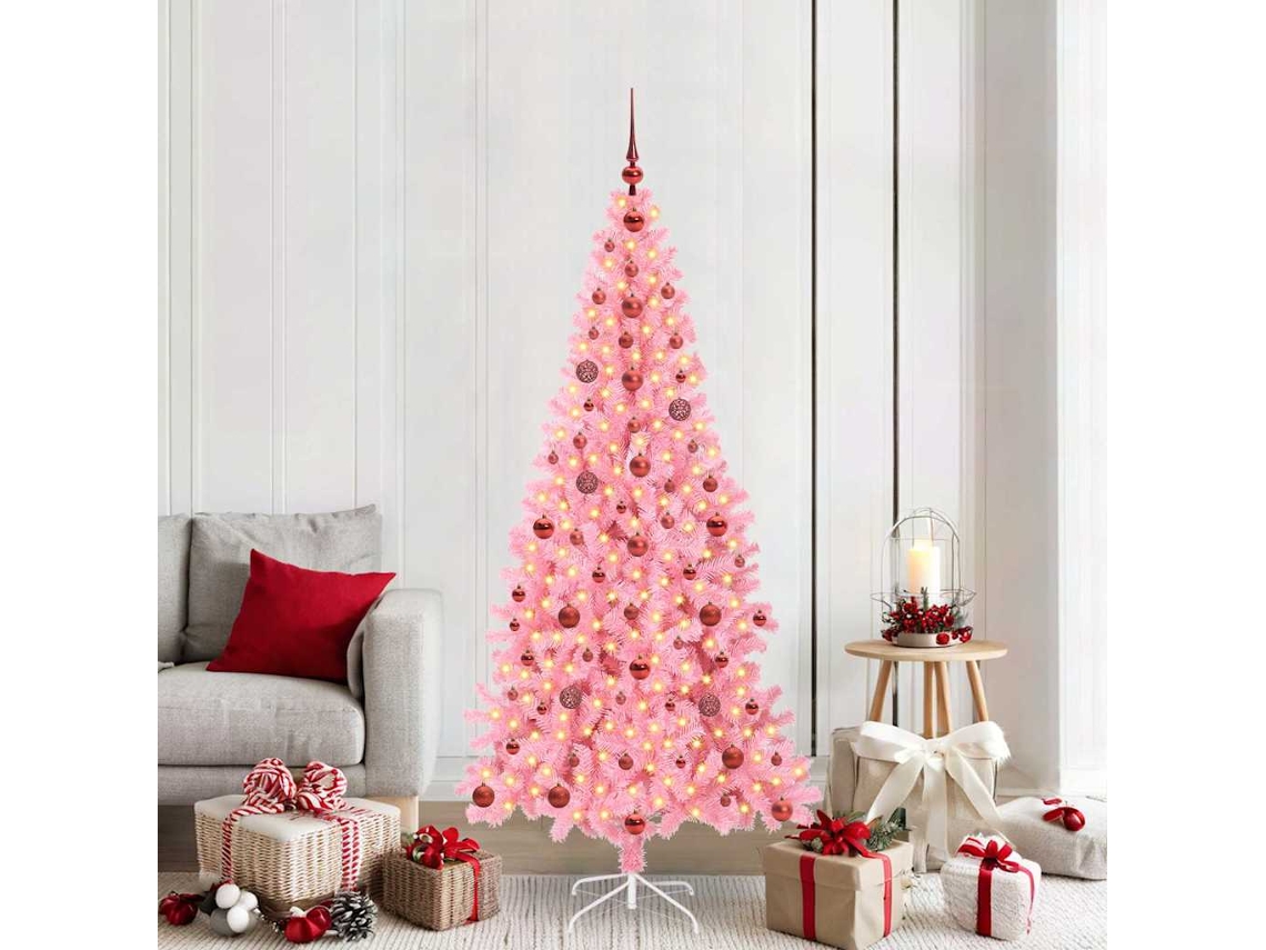 Vidaxl Árvore De Natal Rosa 210 Cm Pvc
