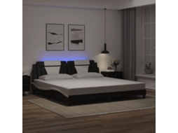 Vidaxl Estrutura De Cama Viana Com Led Sem Colchão 200x200 Cm Preto/branco