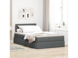 Vidaxl Cama Com Arrumação E Colchão Cinza Escuro 120 X 200 Cm Veludo