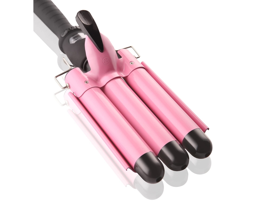 Varinha de Modelador de Cabelo de 3 Barris Crimper de Cabelo de Dupla Voltagem com Display de Temperatura Lcd Barris Triplos de Turmalina JEDBESETZT