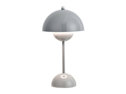 Lâmpada De Mesa Nórdica Dinamarquesa Flor Em Botão Recarregável Com Sensor E 3 Temperaturas De Luz Gris