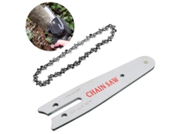 Conjunto de mini motosserra elétrica de 4 polegadas com placa guia e acessórios práticos para motosserra elétrica.