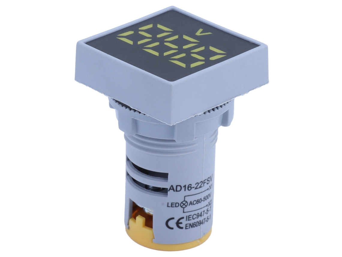 Indicador De Tensão Digital Ad16‑22fsv 60~500v Ac Amarelo Sunflare