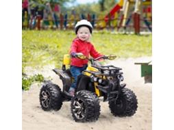 Quadriciclo Infantil Elétrico 12v Amarelo, 100x65x73cm, Com Som, Faróis E Controle De Marcha Para Crianças