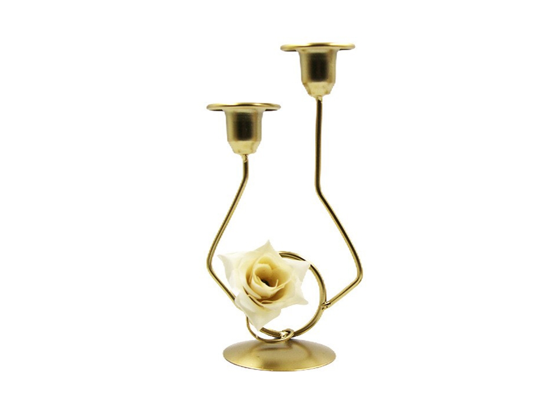 Laxiscreed Vela De Ferro Dourada Com Duplo Castiçal Para Decoração De Festas E Casamentos